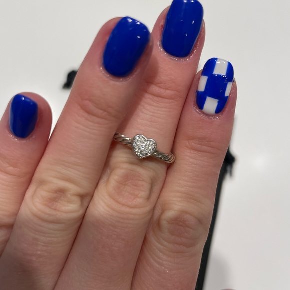 David Yurman Cable Heart Stack Ring in Sterling Silver with Pavé Diamonds - Picture 2 of 10